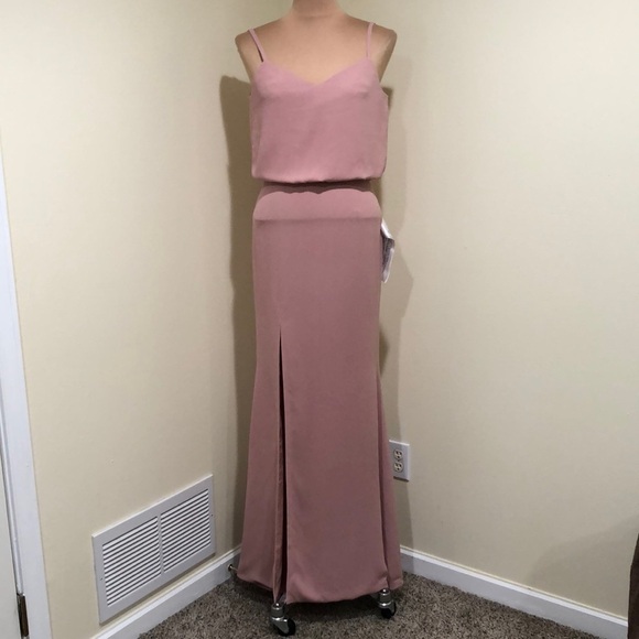 NWT Dress The Population Gracelyn Formal Dress Size Small Pink Blouson Slit - Picture 2 of 10